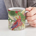 Australia Moluccan Eclectus Ceramic Mug Australian Native Flowers Indigenous Art - Aussie Hoodie