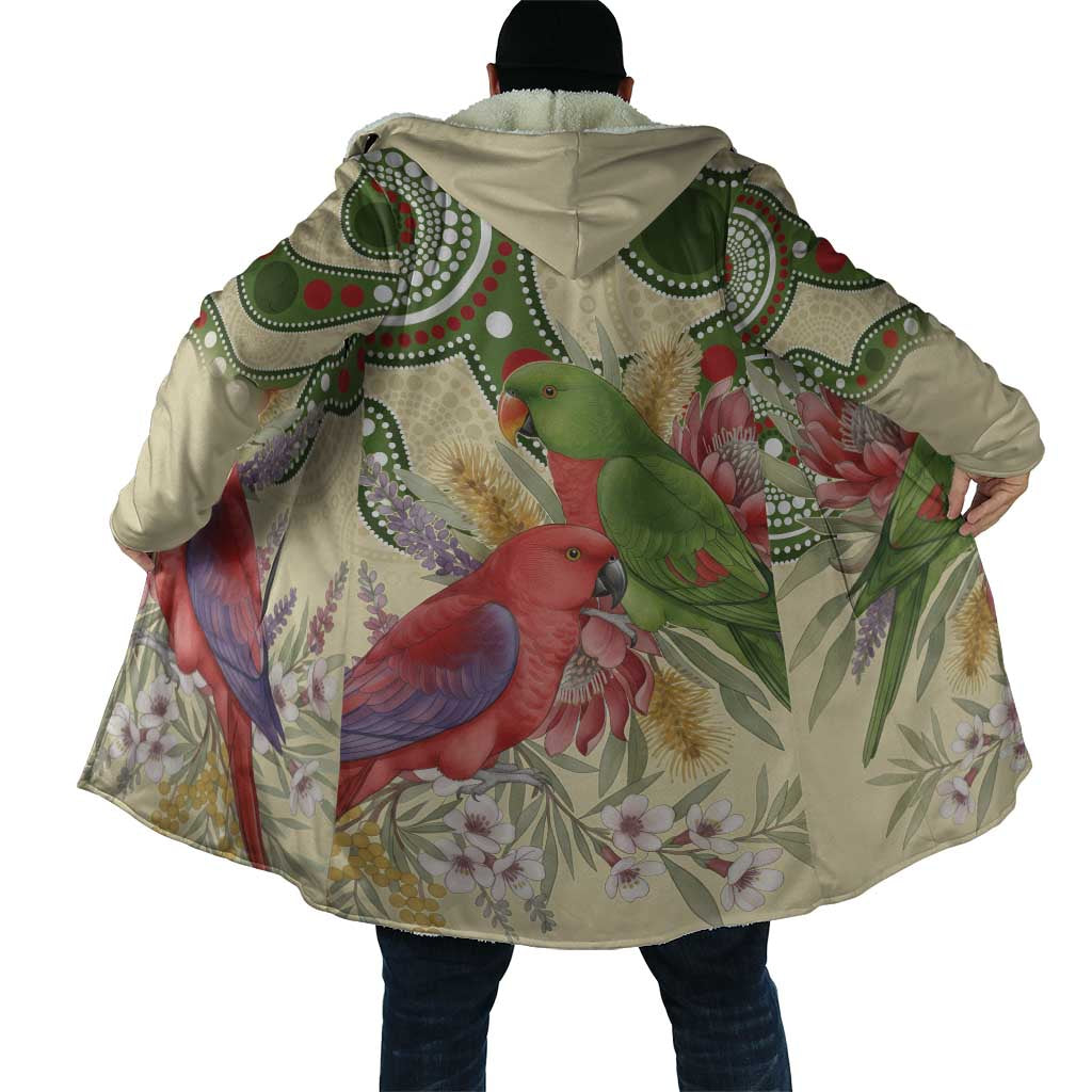 Australia Moluccan Eclectus Cloak Australian Native Flowers Indigenous Art - Aussie Hoodie