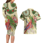 Australia Moluccan Eclectus Couples Matching Long Sleeve Bodycon Dress and Hawaiian Shirt Australian Native Flowers Indigenous Art - Aussie Hoodie