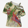 Australia Moluccan Eclectus Cross Shoulder Shirt Australian Native Flowers Indigenous Art - Aussie Hoodie