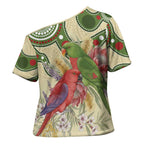 Australia Moluccan Eclectus Cross Shoulder Shirt Australian Native Flowers Indigenous Art - Aussie Hoodie