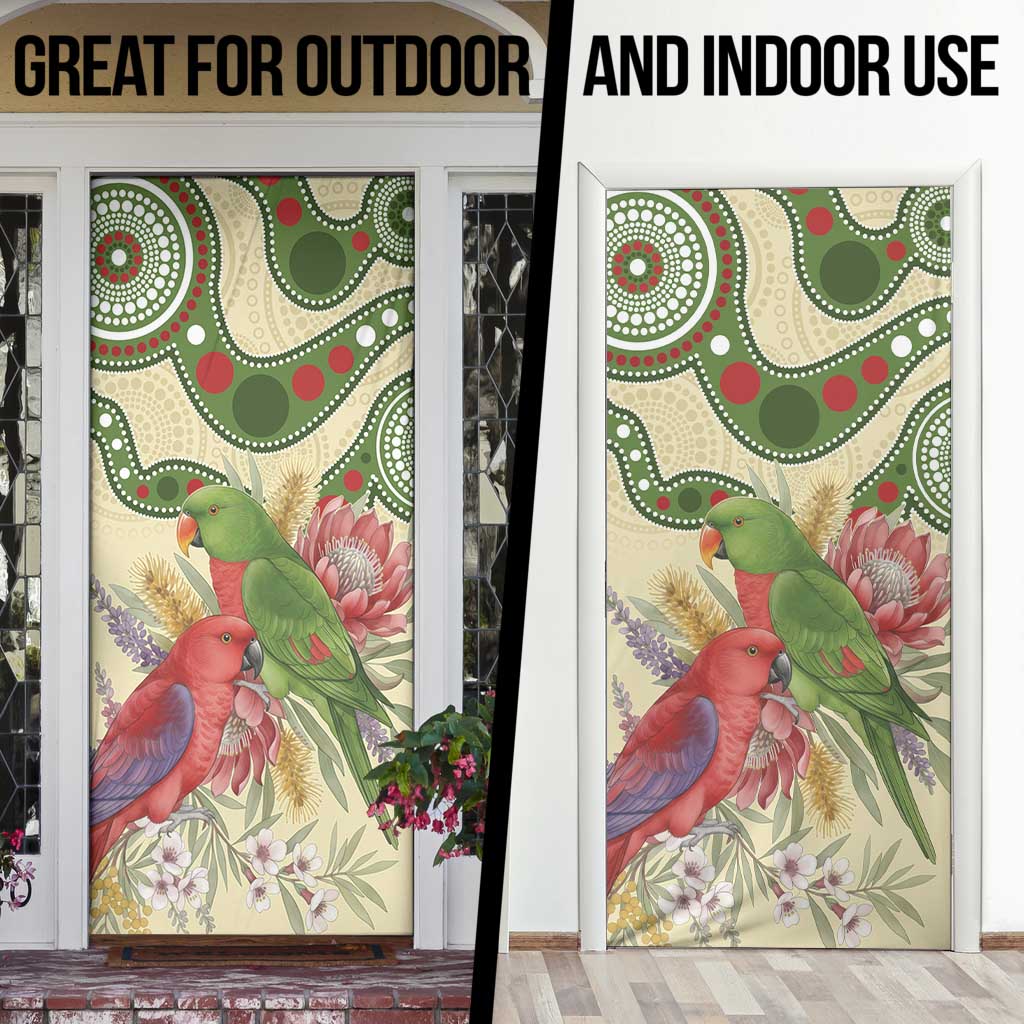 Australia Moluccan Eclectus Door Cover Australian Native Flowers Indigenous Art - Aussie Hoodie
