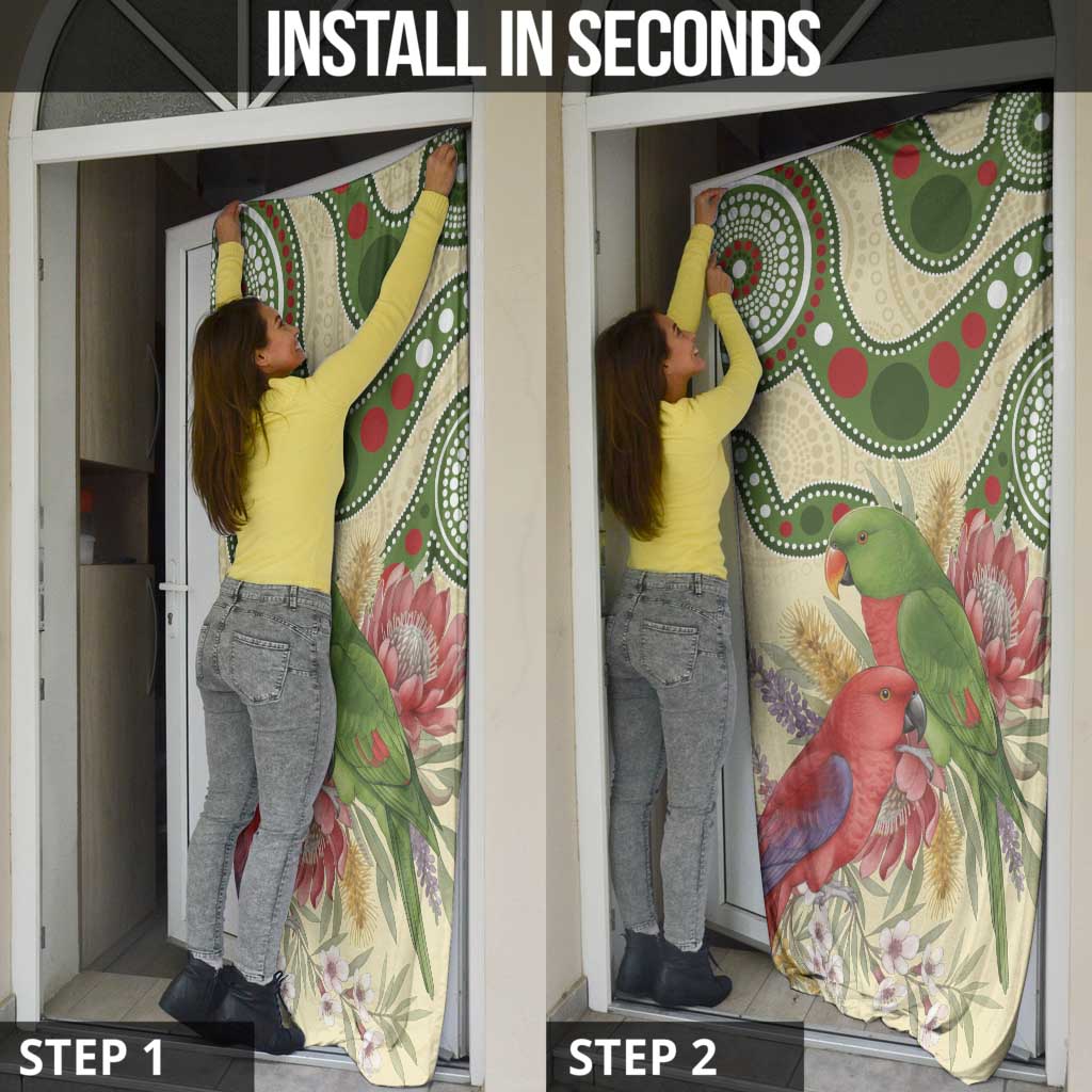 Australia Moluccan Eclectus Door Cover Australian Native Flowers Indigenous Art - Aussie Hoodie