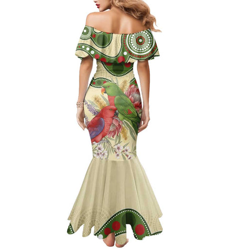 Australia Moluccan Eclectus Family Matching Mermaid Dress and Hawaiian Shirt Australian Native Flowers Indigenous Art - Aussie Hoodie