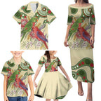 Australia Moluccan Eclectus Family Matching Puletasi and Hawaiian Shirt Australian Native Flowers Indigenous Art - Aussie Hoodie