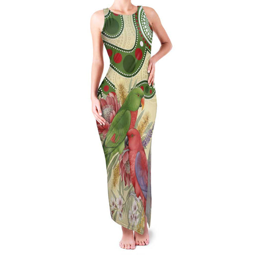Australia Moluccan Eclectus Family Matching Tank Maxi Dress and Hawaiian Shirt Australian Native Flowers Indigenous Art - Aussie Hoodie