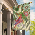 Australia Moluccan Eclectus Garden Flag Australian Native Flowers Indigenous Art - Aussie Hoodie