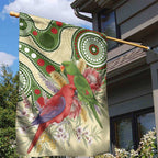 Australia Moluccan Eclectus Garden Flag Australian Native Flowers Indigenous Art - Aussie Hoodie
