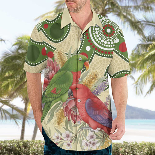 Australia Moluccan Eclectus Hawaiian Shirt Australian Native Flowers Indigenous Art - Aussie Hoodie