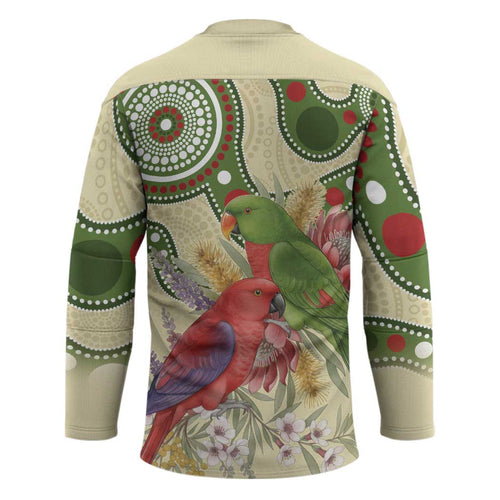 Australia Moluccan Eclectus Hockey Jersey Australian Native Flowers Indigenous Art - Aussie Hoodie