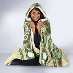 Australia Moluccan Eclectus Hooded Blanket Australian Native Flowers Indigenous Art - Aussie Hoodie