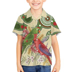 Australia Moluccan Eclectus Kid Hawaiian Shirt Australian Native Flowers Indigenous Art - Aussie Hoodie