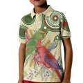 Australia Moluccan Eclectus Kid Polo Shirt Australian Native Flowers Indigenous Art - Aussie Hoodie