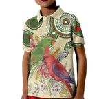 Australia Moluccan Eclectus Kid Polo Shirt Australian Native Flowers Indigenous Art - Aussie Hoodie