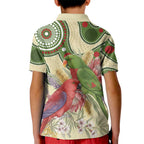 Australia Moluccan Eclectus Kid Polo Shirt Australian Native Flowers Indigenous Art - Aussie Hoodie