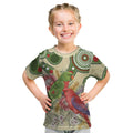 Australia Moluccan Eclectus Kid T Shirt Australian Native Flowers Indigenous Art - Aussie Hoodie