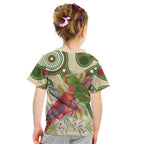 Australia Moluccan Eclectus Kid T Shirt Australian Native Flowers Indigenous Art - Aussie Hoodie