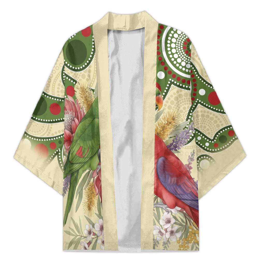 Australia Moluccan Eclectus Kimono Australian Native Flowers Indigenous Art - Aussie Hoodie