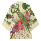 Australia Moluccan Eclectus Kimono Australian Native Flowers Indigenous Art - Aussie Hoodie