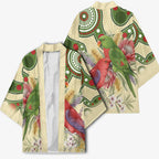 Australia Moluccan Eclectus Kimono Australian Native Flowers Indigenous Art - Aussie Hoodie