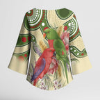 Australia Moluccan Eclectus Kimono Sleeve Blouse Australian Native Flowers Indigenous Art - Aussie Hoodie