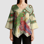 Australia Moluccan Eclectus Kimono Sleeve Blouse Australian Native Flowers Indigenous Art - Aussie Hoodie