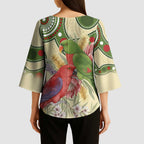 Australia Moluccan Eclectus Kimono Sleeve Blouse Australian Native Flowers Indigenous Art - Aussie Hoodie
