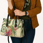Australia Moluccan Eclectus Leather Bag Australian Native Flowers Indigenous Art - Aussie Hoodie