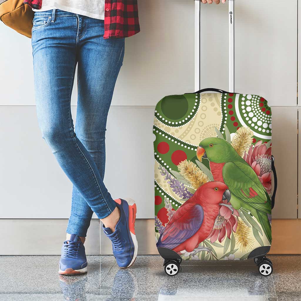 Australia Moluccan Eclectus Luggage Cover Australian Native Flowers Indigenous Art - Aussie Hoodie