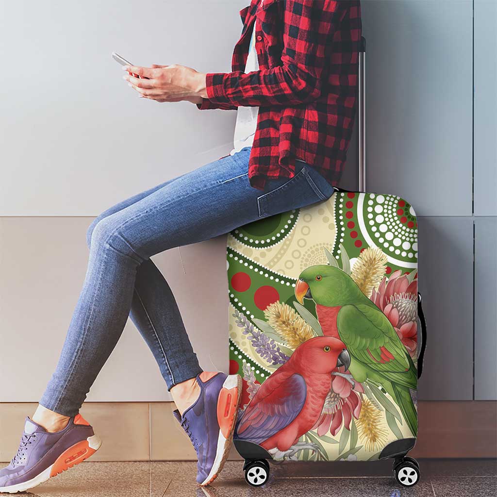 Australia Moluccan Eclectus Luggage Cover Australian Native Flowers Indigenous Art - Aussie Hoodie