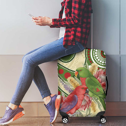 Australia Moluccan Eclectus Luggage Cover Australian Native Flowers Indigenous Art - Aussie Hoodie