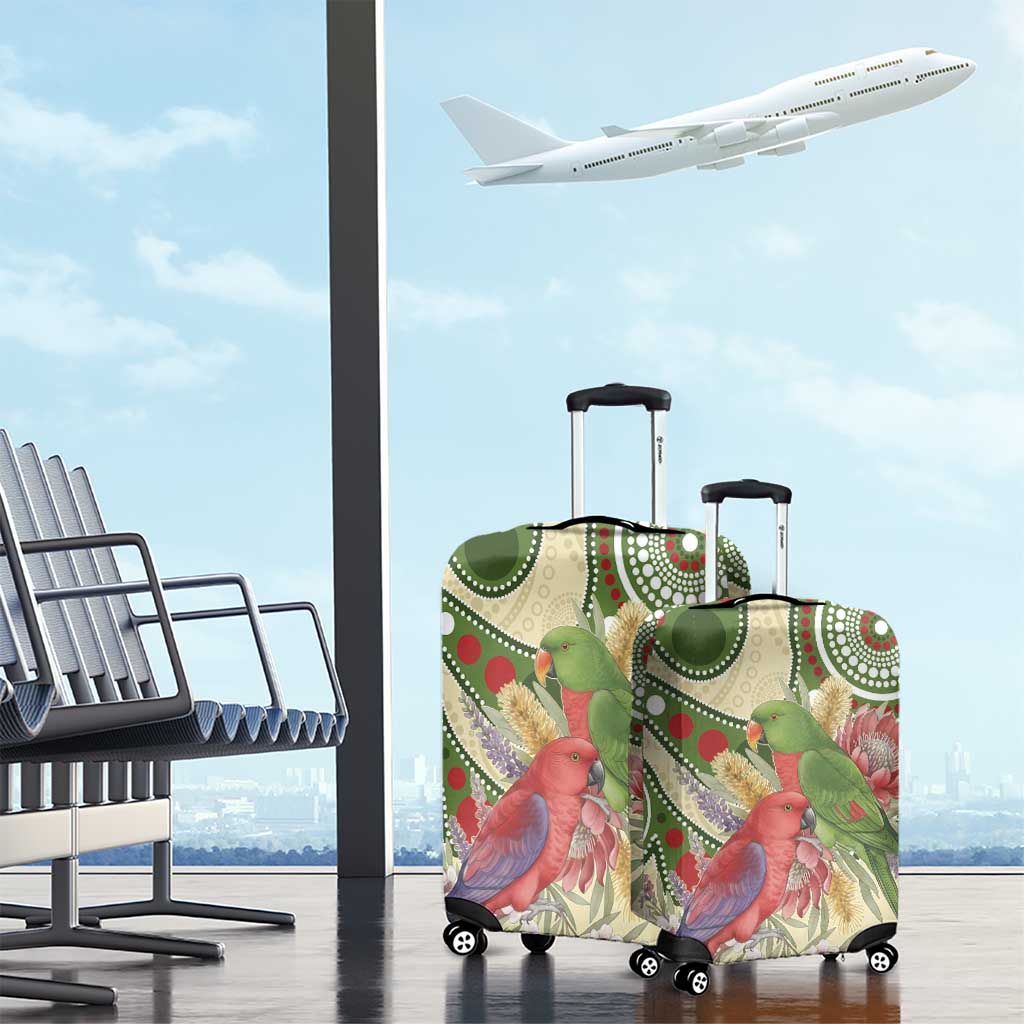 Australia Moluccan Eclectus Luggage Cover Australian Native Flowers Indigenous Art - Aussie Hoodie