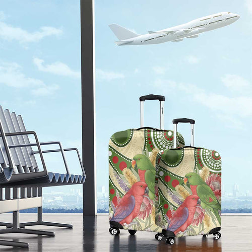 Australia Moluccan Eclectus Luggage Cover Australian Native Flowers Indigenous Art - Aussie Hoodie