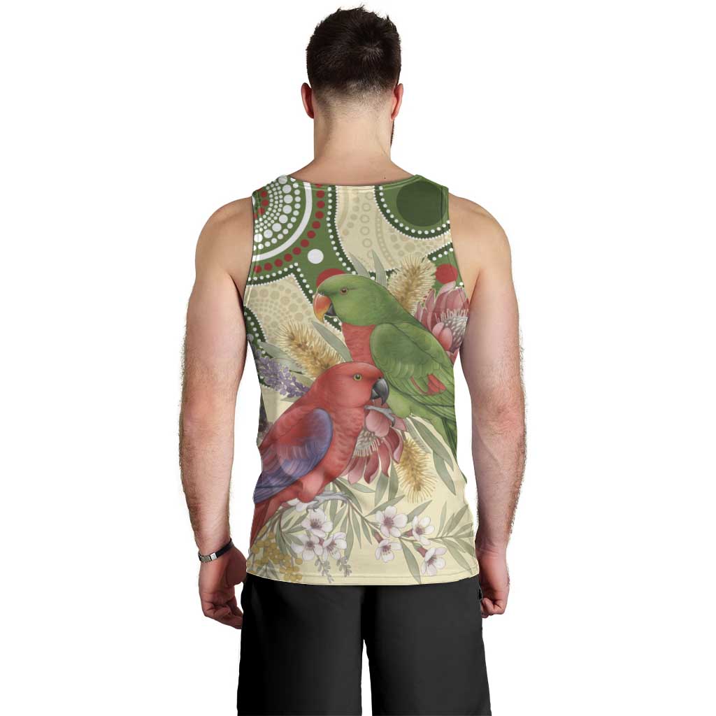 Australia Moluccan Eclectus Men Tank Top Australian Native Flowers Indigenous Art - Aussie Hoodie