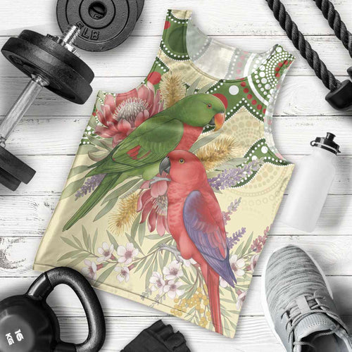 Australia Moluccan Eclectus Men Tank Top Australian Native Flowers Indigenous Art - Aussie Hoodie