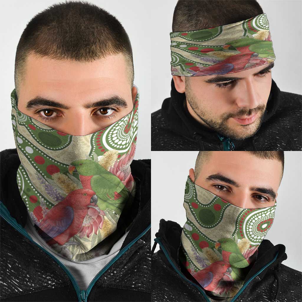Australia Moluccan Eclectus Neck Gaiter Australian Native Flowers Indigenous Art - Aussie Hoodie