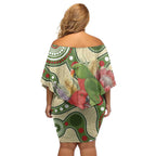 Australia Moluccan Eclectus Off Shoulder Short Dress Australian Native Flowers Indigenous Art - Aussie Hoodie