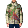 Australia Moluccan Eclectus Padded Jacket Australian Native Flowers Indigenous Art - Aussie Hoodie