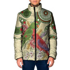 Australia Moluccan Eclectus Padded Jacket Australian Native Flowers Indigenous Art - Aussie Hoodie