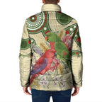 Australia Moluccan Eclectus Padded Jacket Australian Native Flowers Indigenous Art - Aussie Hoodie