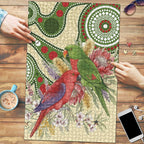 Australia Moluccan Eclectus Puzzle Australian Native Flowers Indigenous Art - Aussie Hoodie