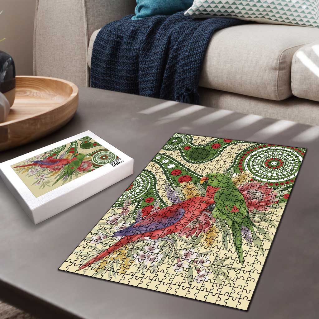 Australia Moluccan Eclectus Puzzle Australian Native Flowers Indigenous Art - Aussie Hoodie
