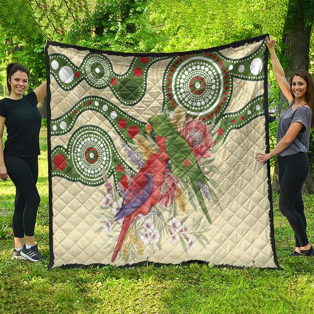 Australia Moluccan Eclectus Quilt Australian Native Flowers Indigenous Art - Aussie Hoodie