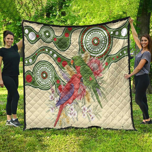 Australia Moluccan Eclectus Quilt Australian Native Flowers Indigenous Art - Aussie Hoodie