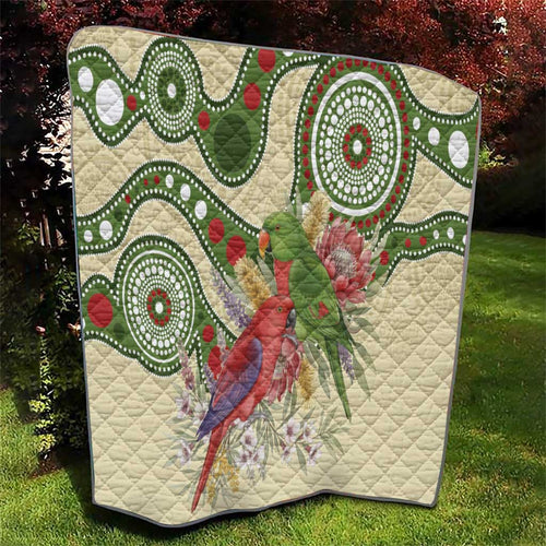Australia Moluccan Eclectus Quilt Australian Native Flowers Indigenous Art - Aussie Hoodie