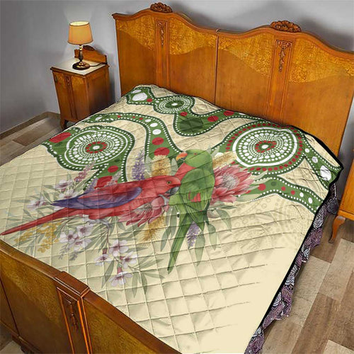 Australia Moluccan Eclectus Quilt Australian Native Flowers Indigenous Art - Aussie Hoodie
