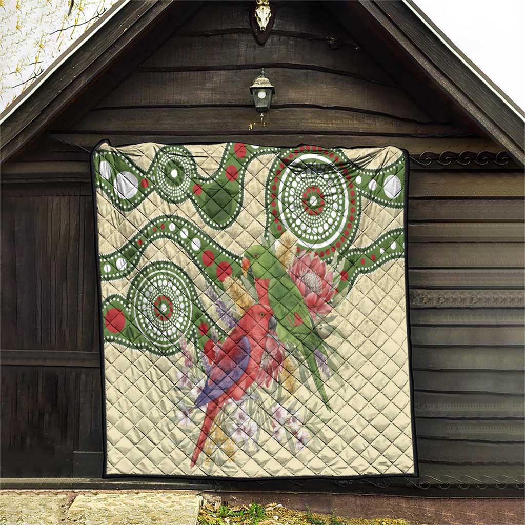 Australia Moluccan Eclectus Quilt Australian Native Flowers Indigenous Art - Aussie Hoodie