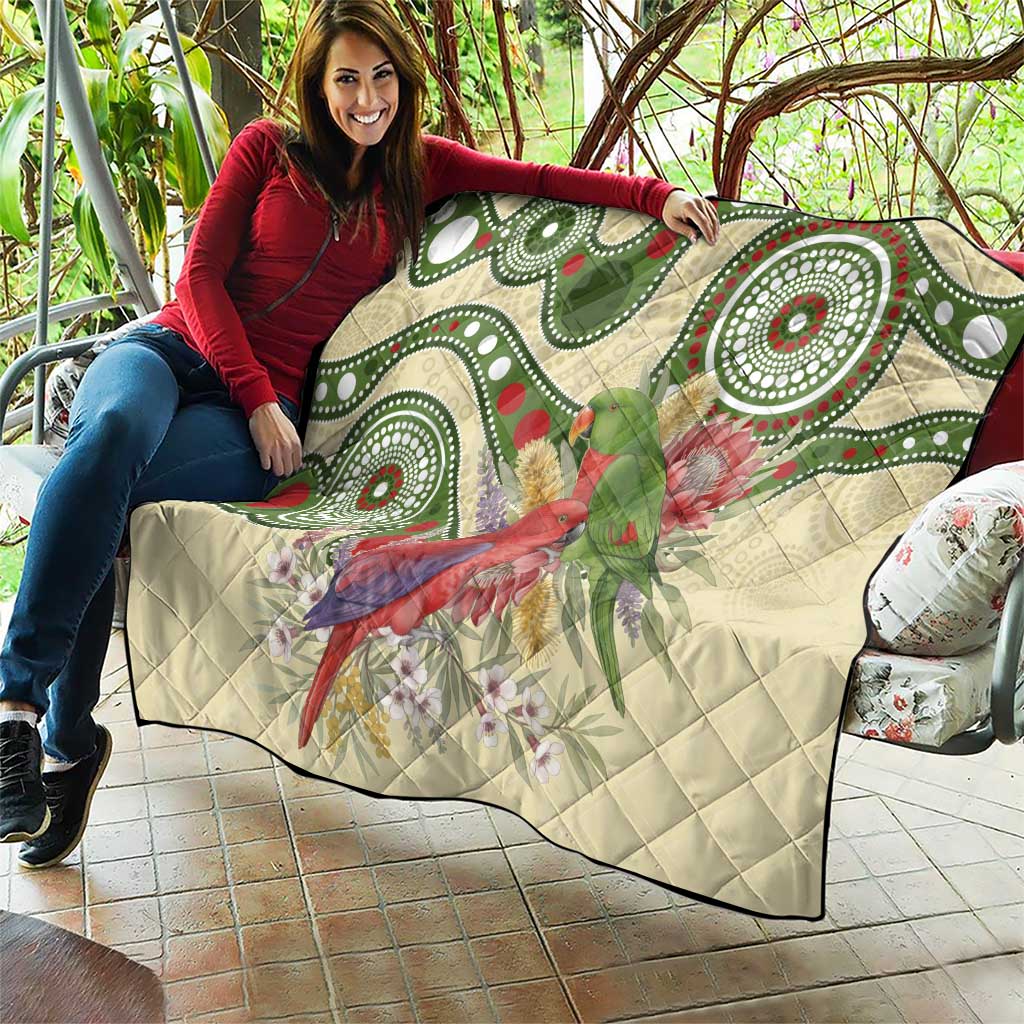 Australia Moluccan Eclectus Quilt Australian Native Flowers Indigenous Art - Aussie Hoodie