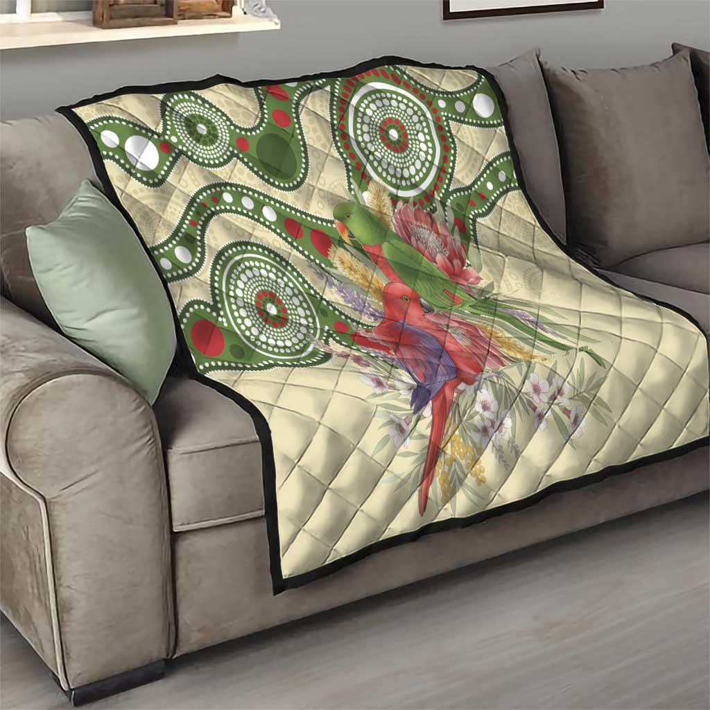 Australia Moluccan Eclectus Quilt Australian Native Flowers Indigenous Art - Aussie Hoodie