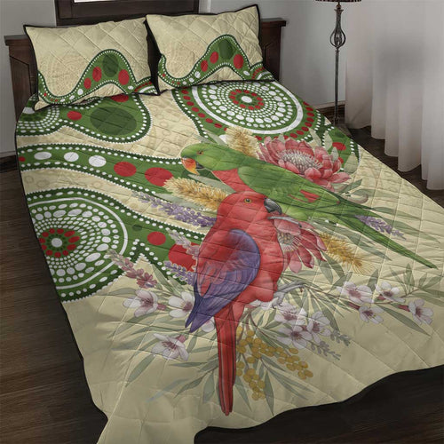 Australia Moluccan Eclectus Quilt Bed Set Australian Native Flowers Indigenous Art - Aussie Hoodie
